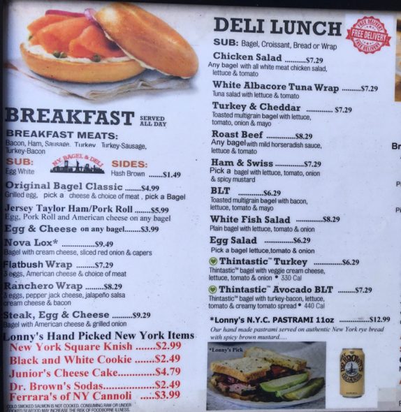 NY Bagel Deli Menu